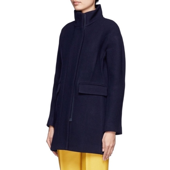 J. Crew Italian Stadium Cloth Wool Cocoon Coat in Navy, Size 2 - Picture 2 of 8